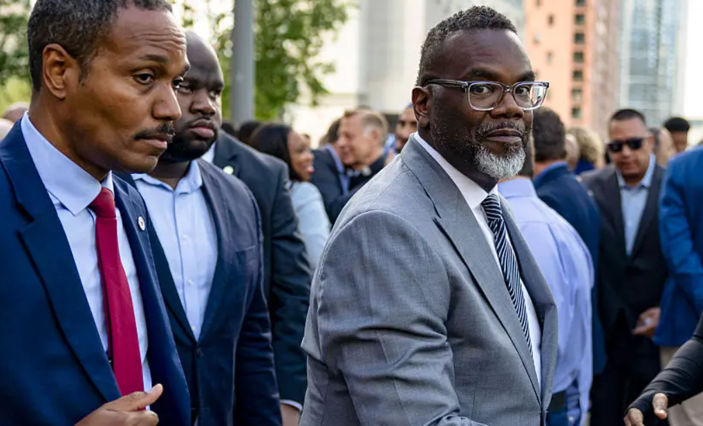 Business leaders at an outdoor event conference