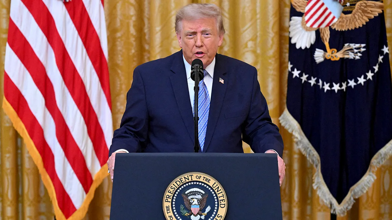 President Trump delivering a White House address